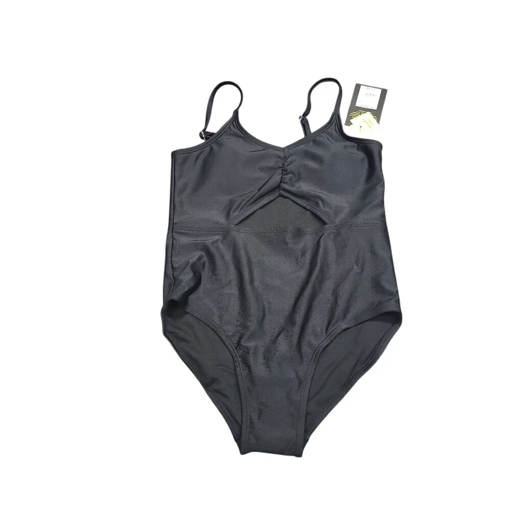 Girls Free Spirit Solid One Piece Swimsuit - Art Class Black Size Large 10/12
